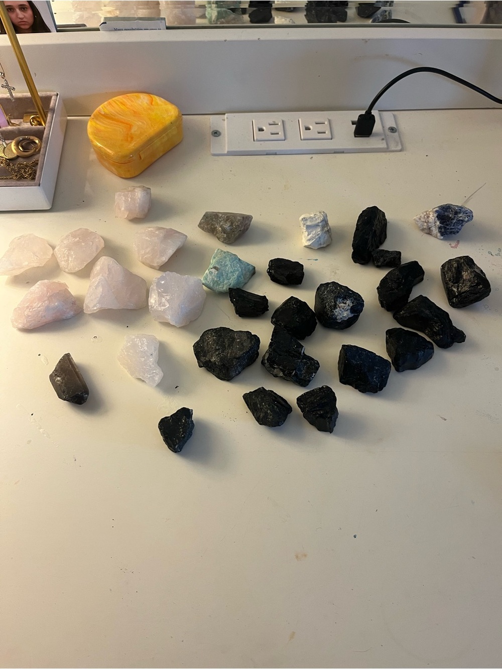 Mixed Raw Crystal Lot - Rose Quartz & Black Tourmaline